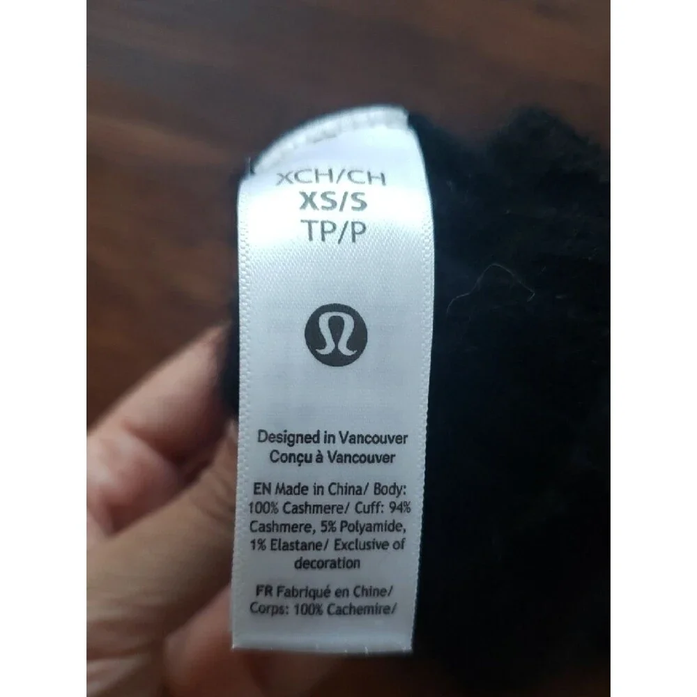 Lululemon Womens Black 100% Cashmere Mittens Size XS/S Feminine Cozy Winter
